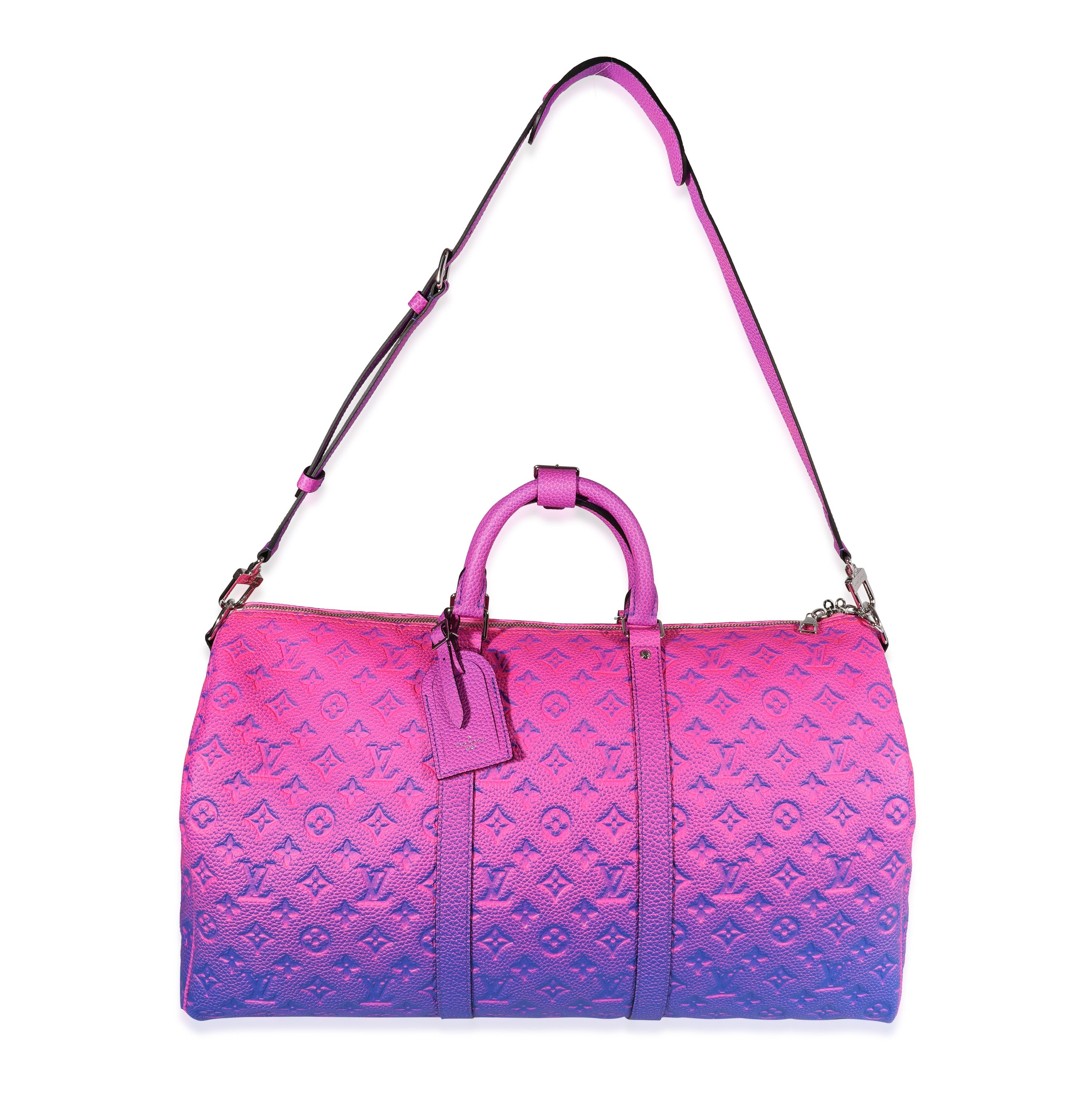 Louis Vuitton Louis Vuitton Pink & Blue Monogram Taurillon Illusion Keepall Bandoulière 50