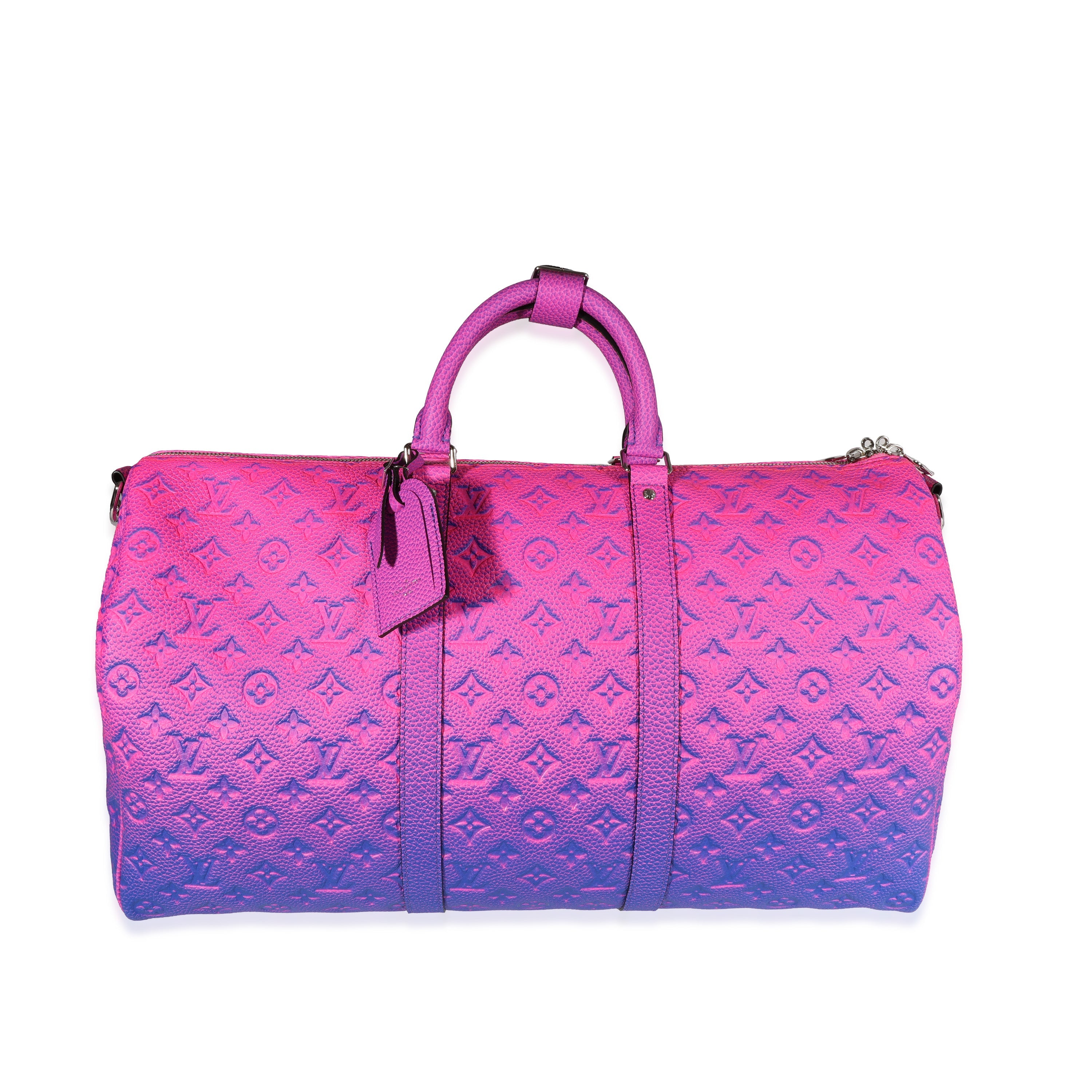 Louis Vuitton Louis Vuitton Pink & Blue Monogram Taurillon Illusion Keepall Bandoulière 50