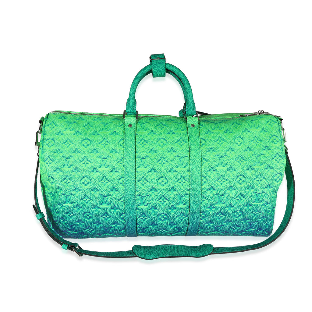 Louis Vuitton Louis Vuitton Blue & Green Monogram Taurillon Illusion Keepall Bandoulière 50