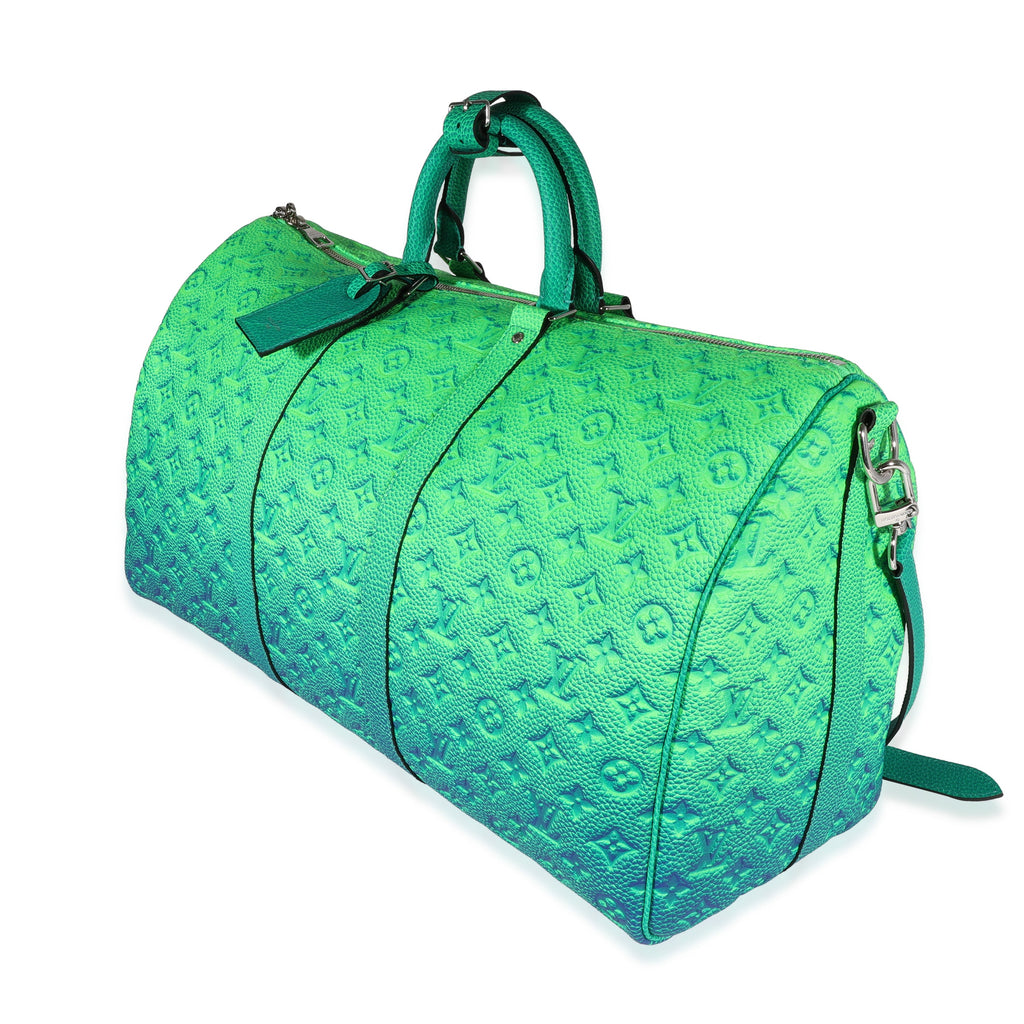 Louis Vuitton Louis Vuitton Blue & Green Monogram Taurillon Illusion Keepall Bandoulière 50