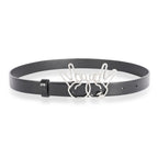Chanel Black Calfskin Crystal Peace Sign Emoji Belt 65/26