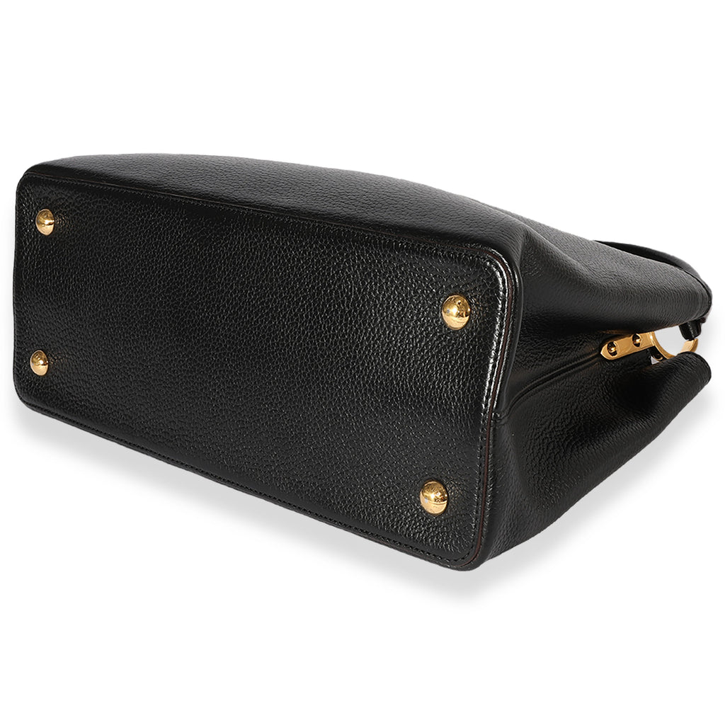 Louis Vuitton Louis Vuitton Black Taurillon Leather Capucines MM
