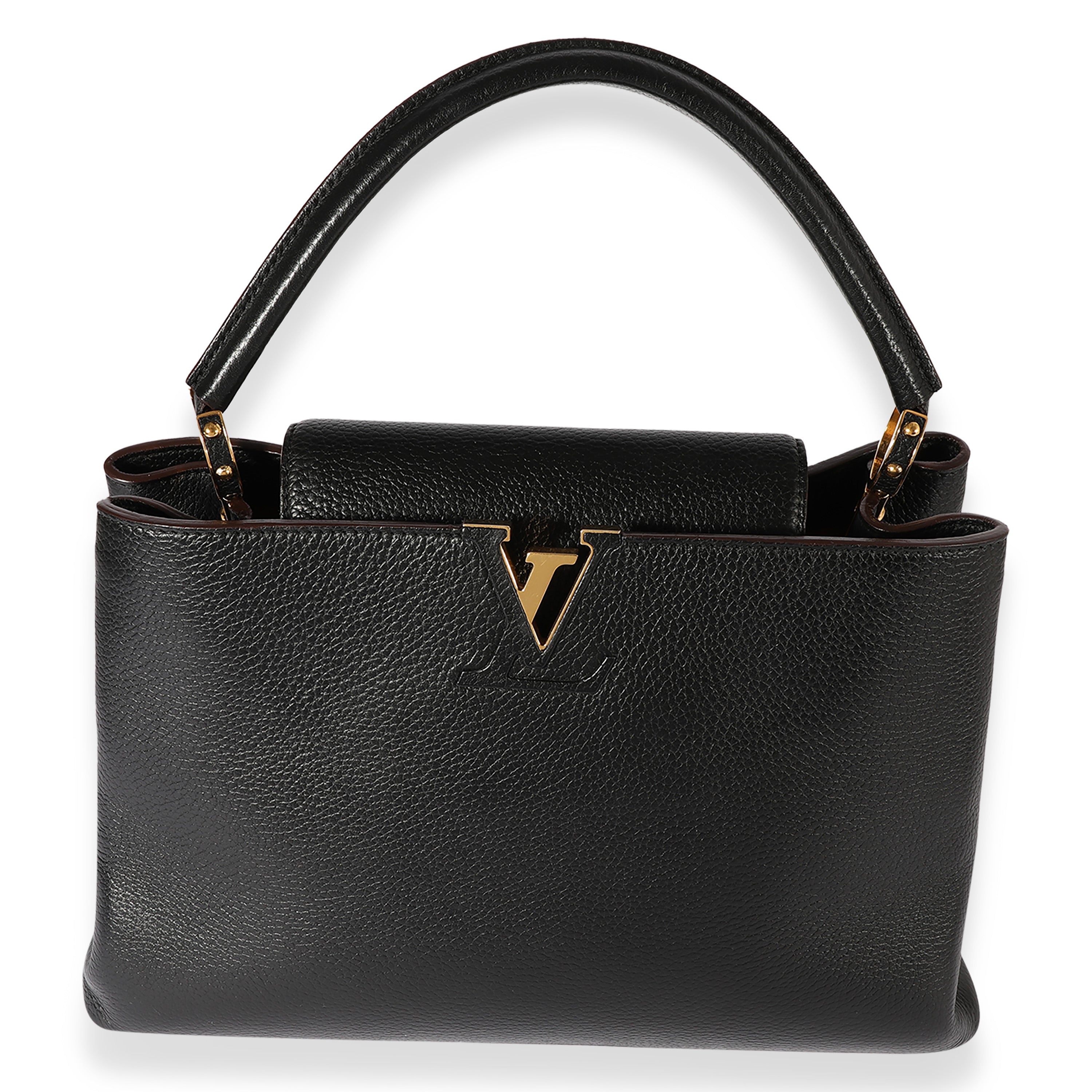 Louis Vuitton Louis Vuitton Black Taurillon Leather Capucines MM