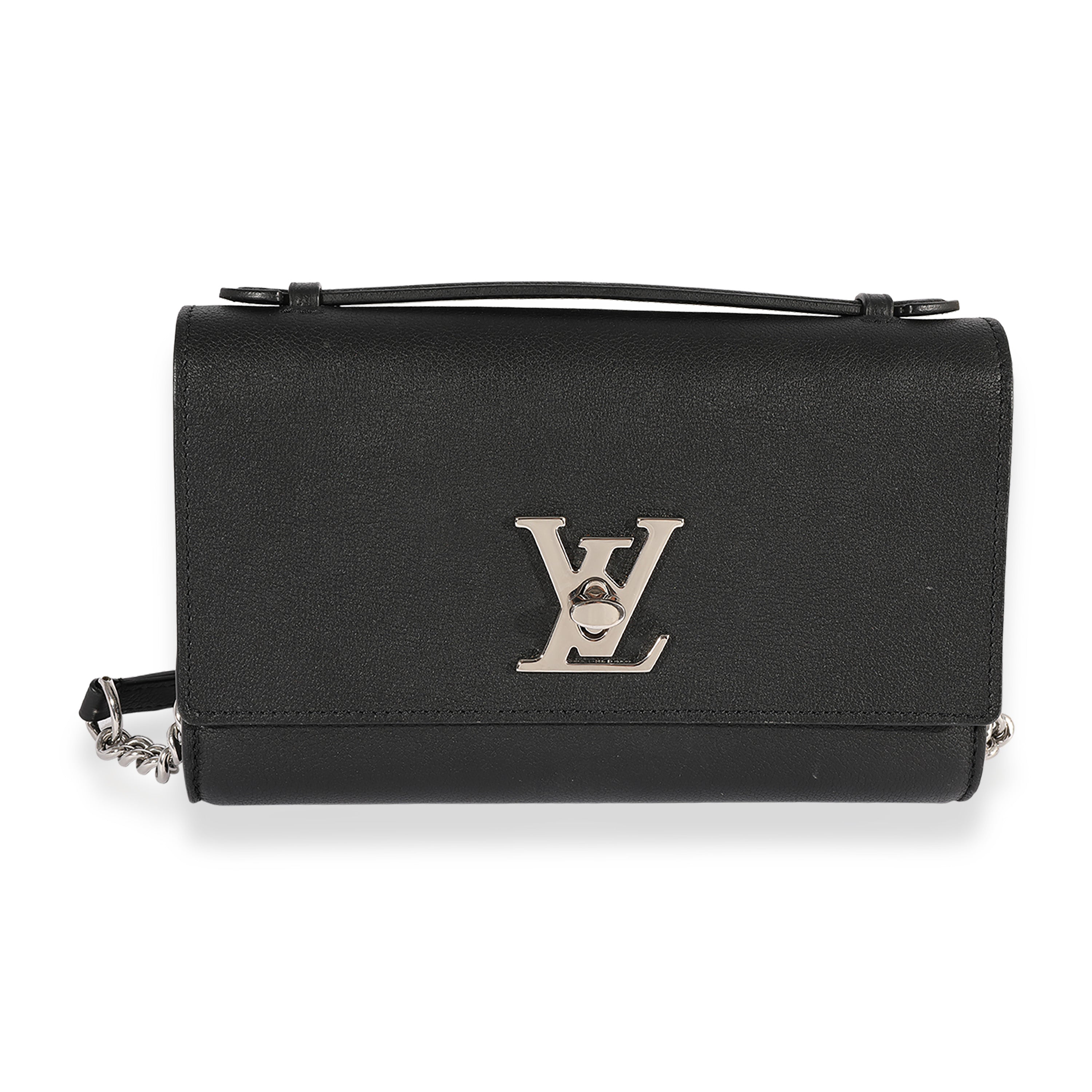 Louis Vuitton Louis Vuitton Black Taurillon Leather Lockme Short Handle Clutch