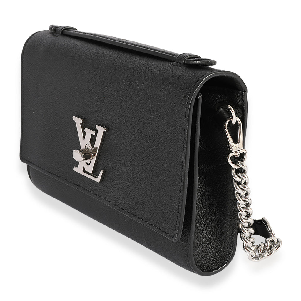 Louis Vuitton Louis Vuitton Black Taurillon Leather Lockme Short Handle Clutch