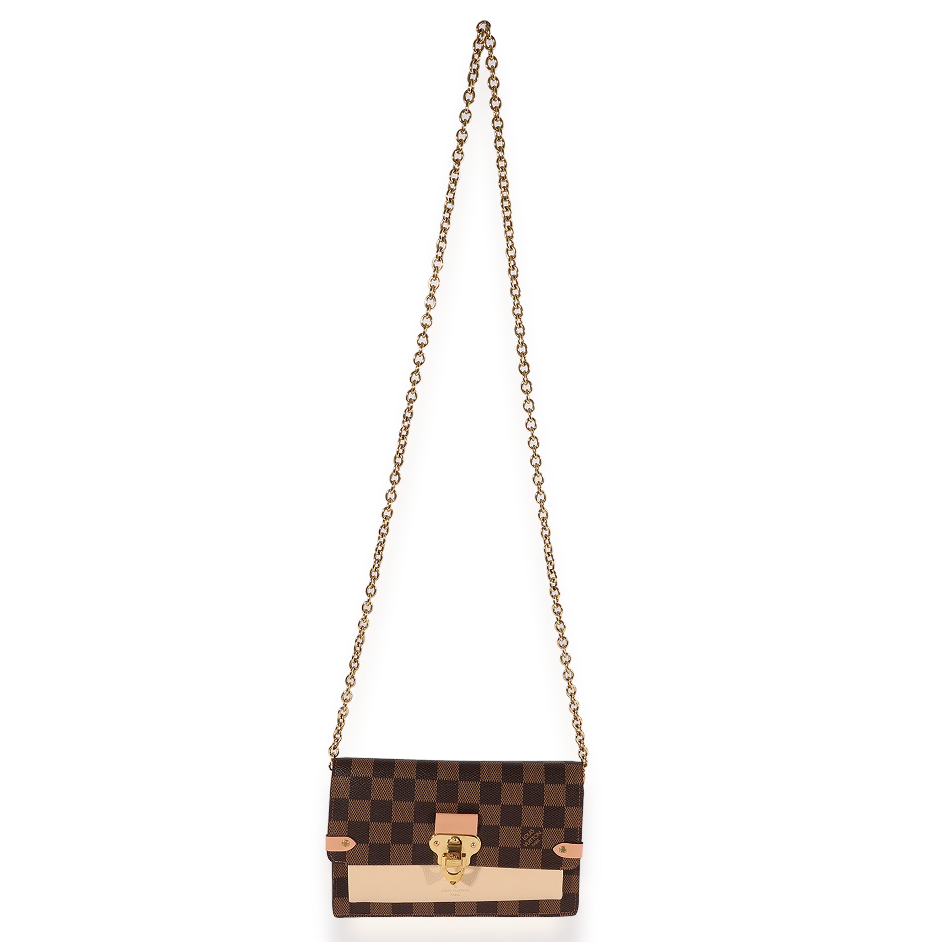 Louis Vuitton Louis Vuitton Damier Ebene & Cream Taurillon Vavin Chain Wallet