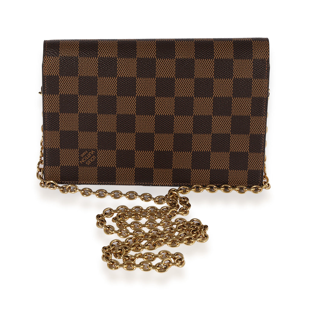 Louis Vuitton Louis Vuitton Damier Ebene & Cream Taurillon Vavin Chain Wallet