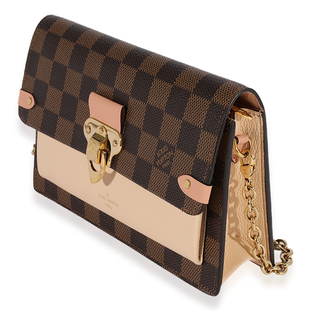 Louis Vuitton Louis Vuitton Damier Ebene & Cream Taurillon Vavin Chain Wallet
