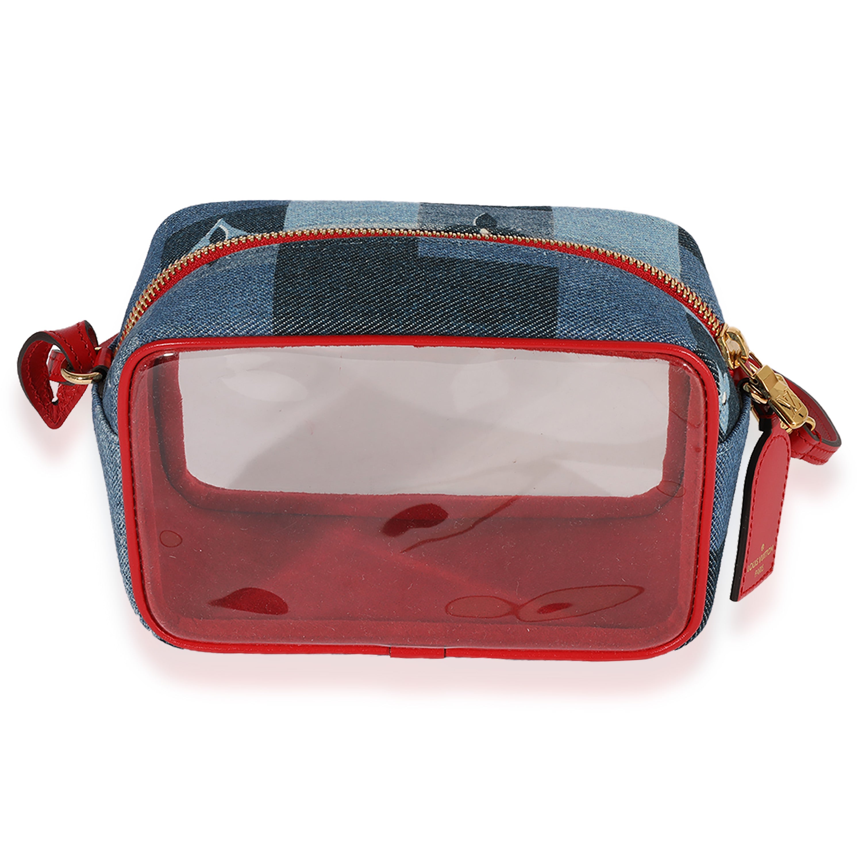 Louis Vuitton Louis Vuitton Denim Patchwork & Red Leather PVC Beach Pouch