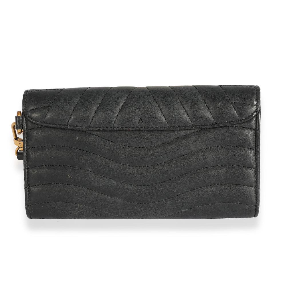 Louis Vuitton Louis Vuitton Black Calfskin New Wave Long Wristlet Wallet
