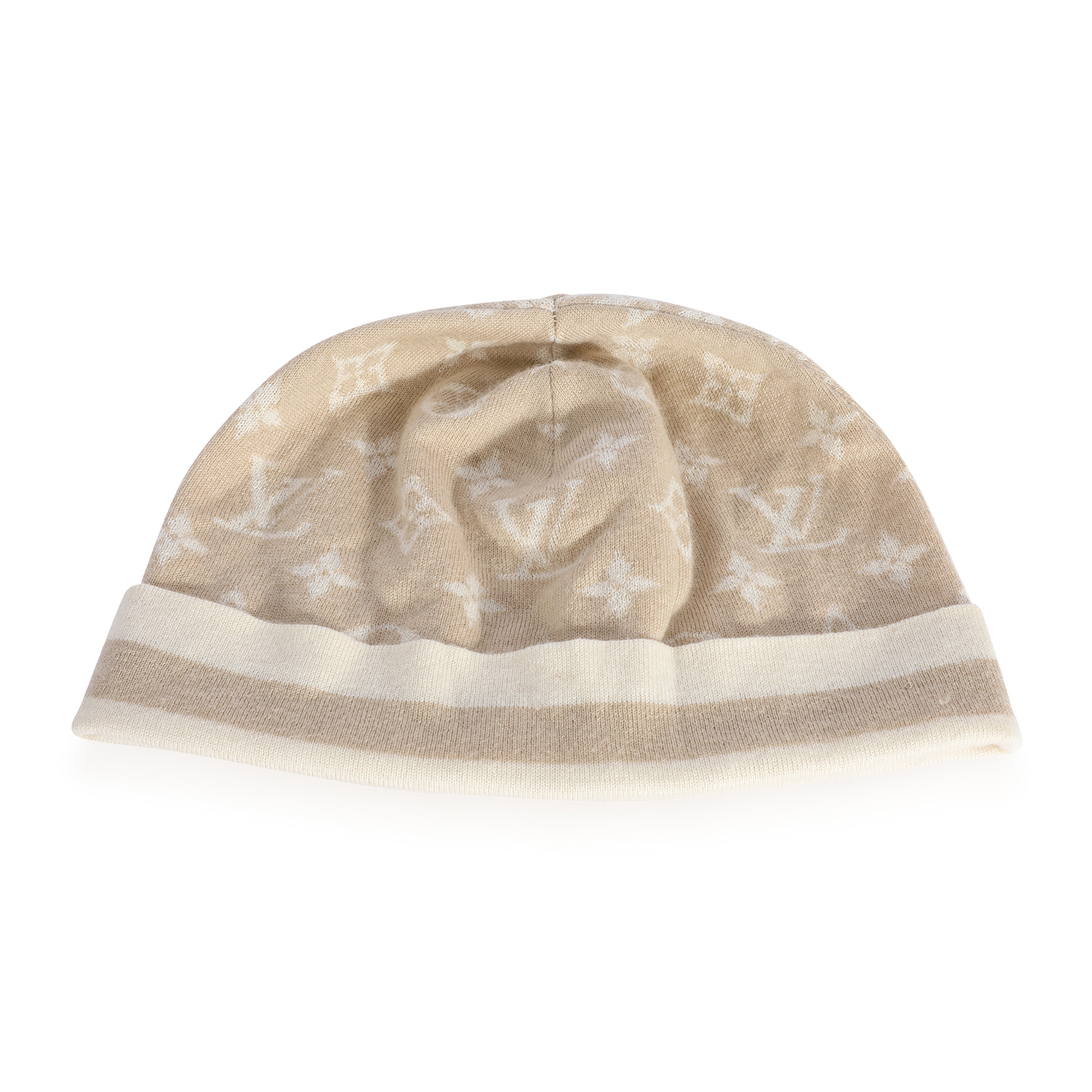Louis Vuitton Louis Vuitton Beige Monogram Cashmere Blend Beanie