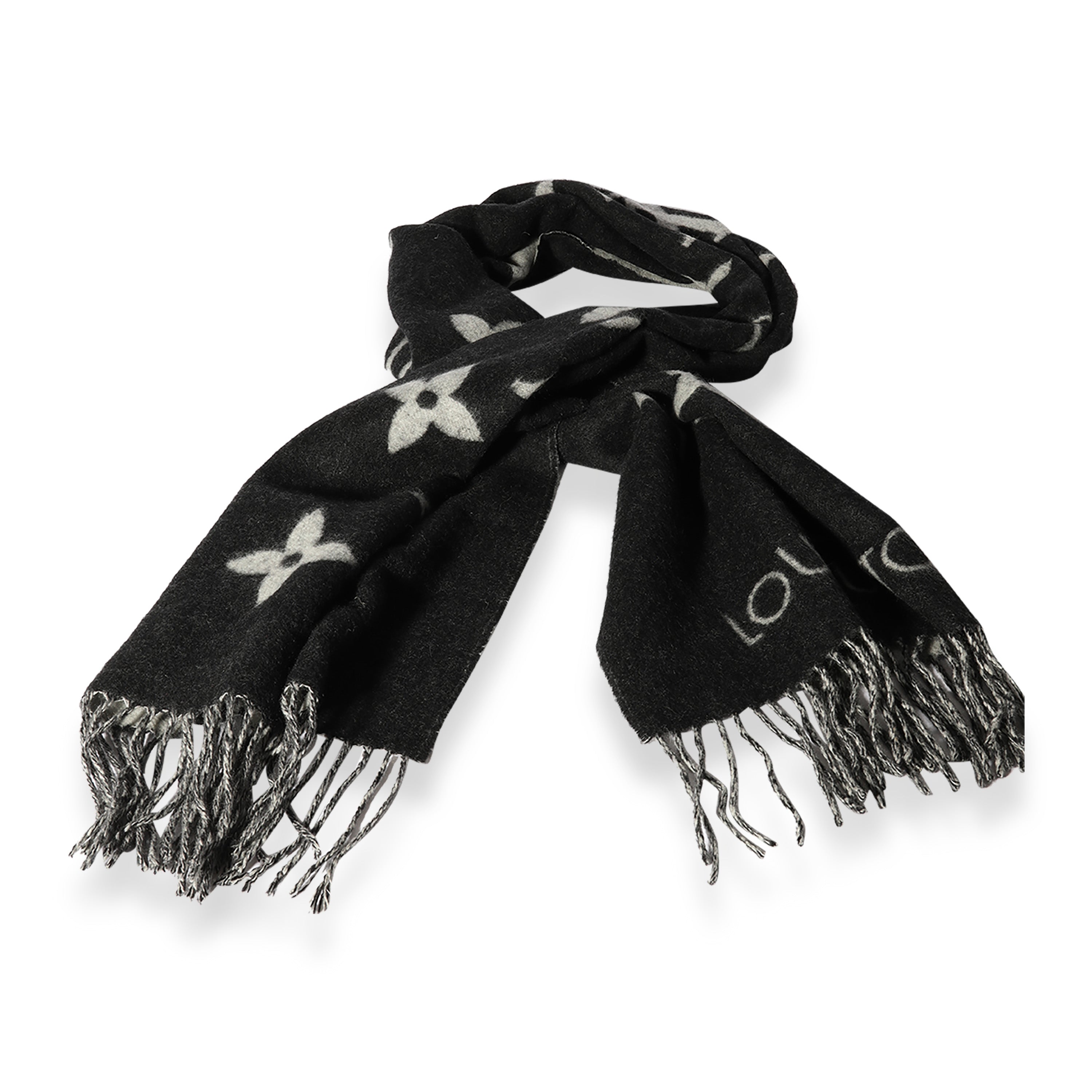 Louis Vuitton Louis Vuitton Black & Gray Monogram Cashmere Reykjavik Scarf