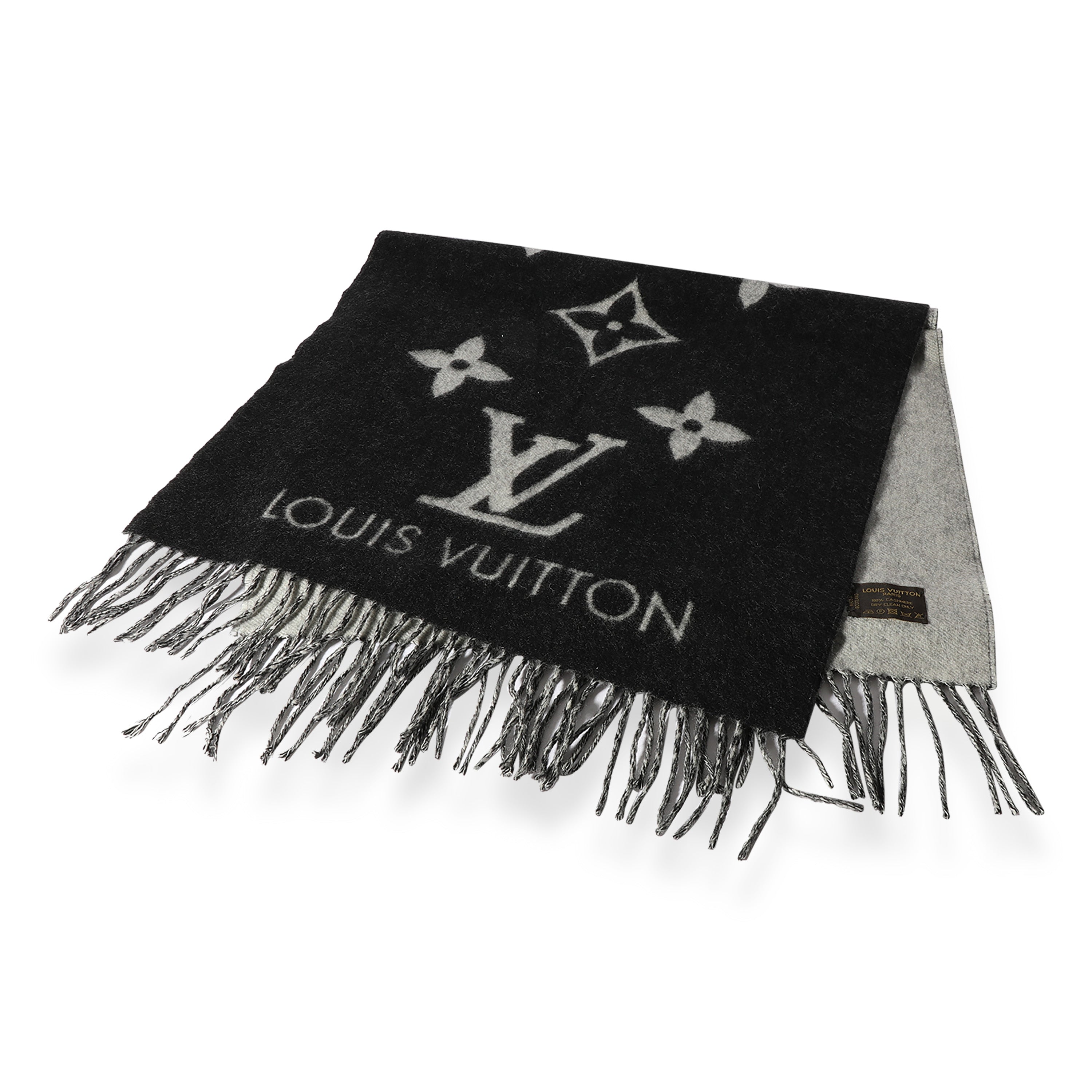 Louis Vuitton Louis Vuitton Black & Gray Monogram Cashmere Reykjavik Scarf
