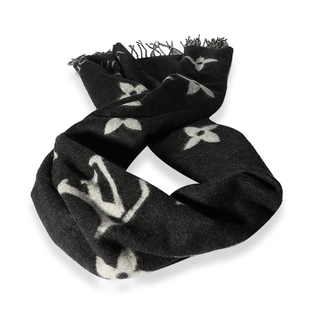 Louis Vuitton Louis Vuitton Black & Gray Monogram Cashmere Reykjavik Scarf