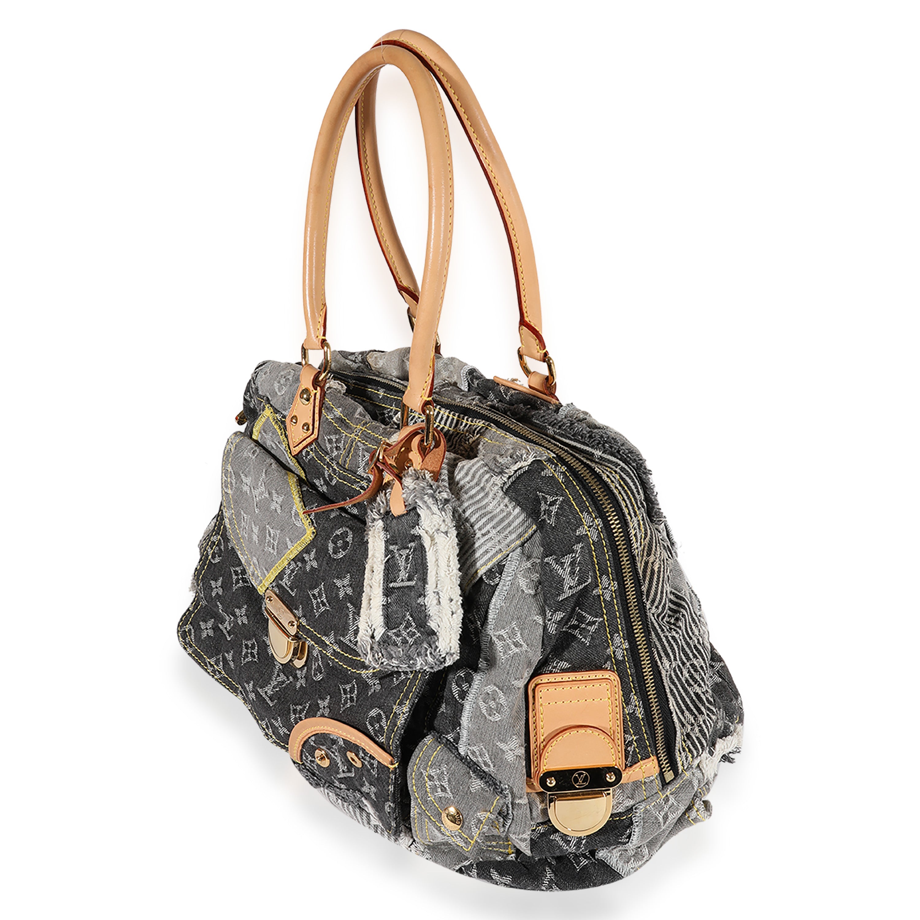 Louis Vuitton Louis Vuitton Gray Monogram Denim Patchwork Bowly Bag