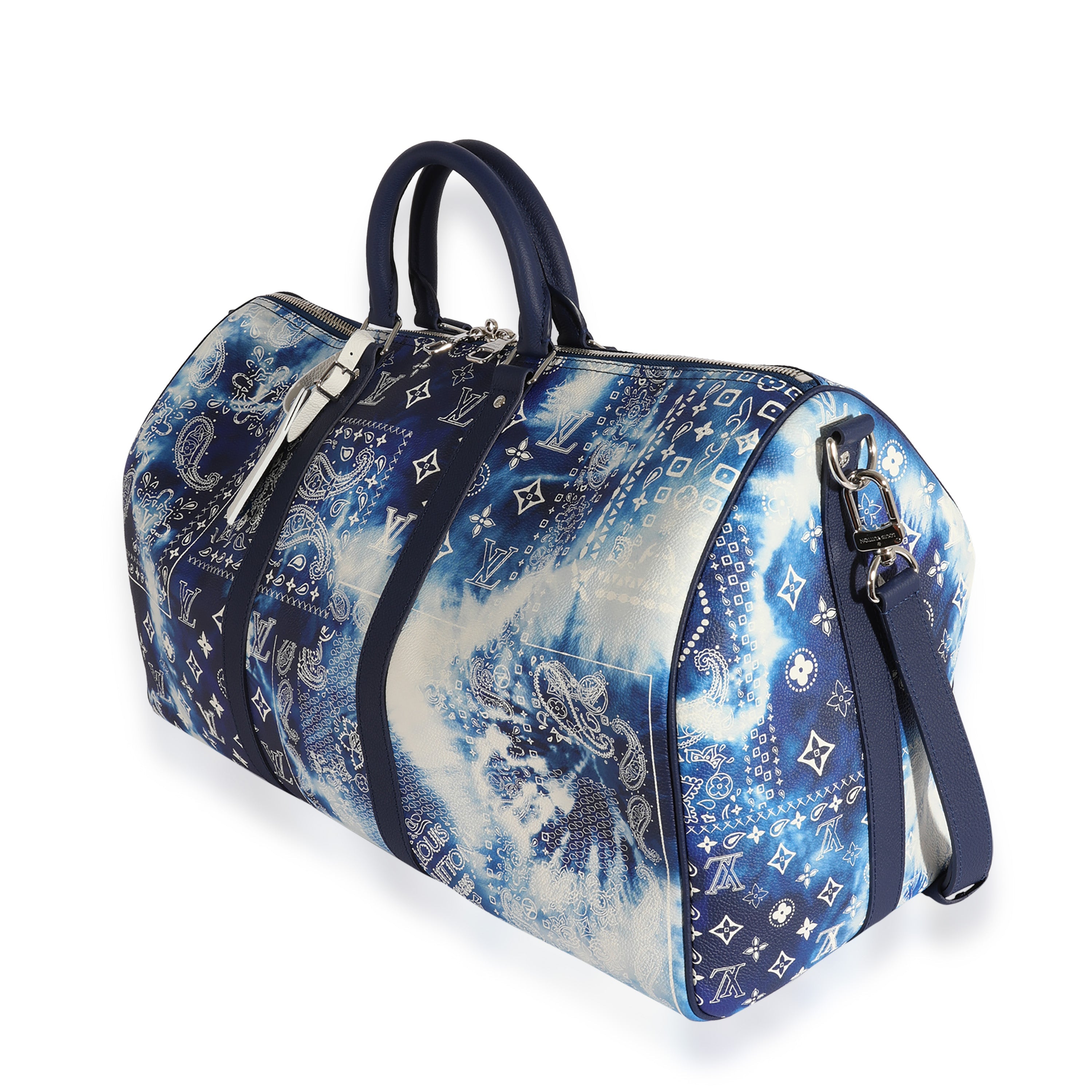 Louis Vuitton Louis Vuitton Blue Monogram Bandana Keepall Bandoulière 50