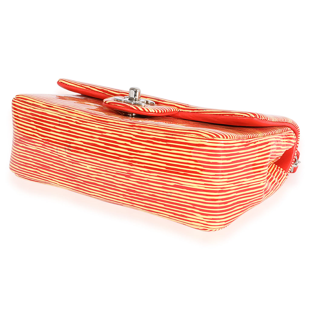 Chanel Red Striped Patent Mini Rectangular Classic Flap Bag