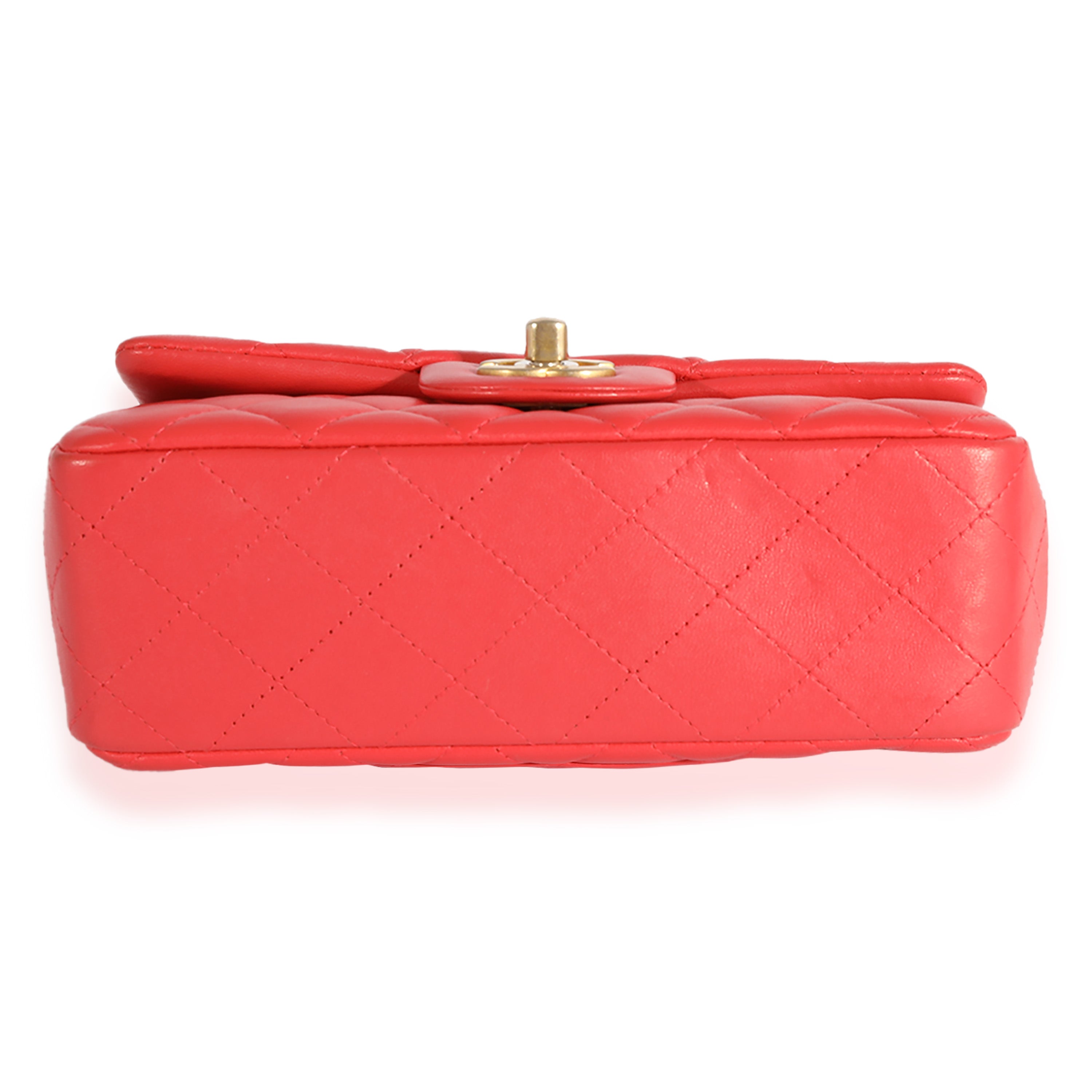 Chanel Coral Quilted Lambskin Mini Rectangular Classic Flap Bag