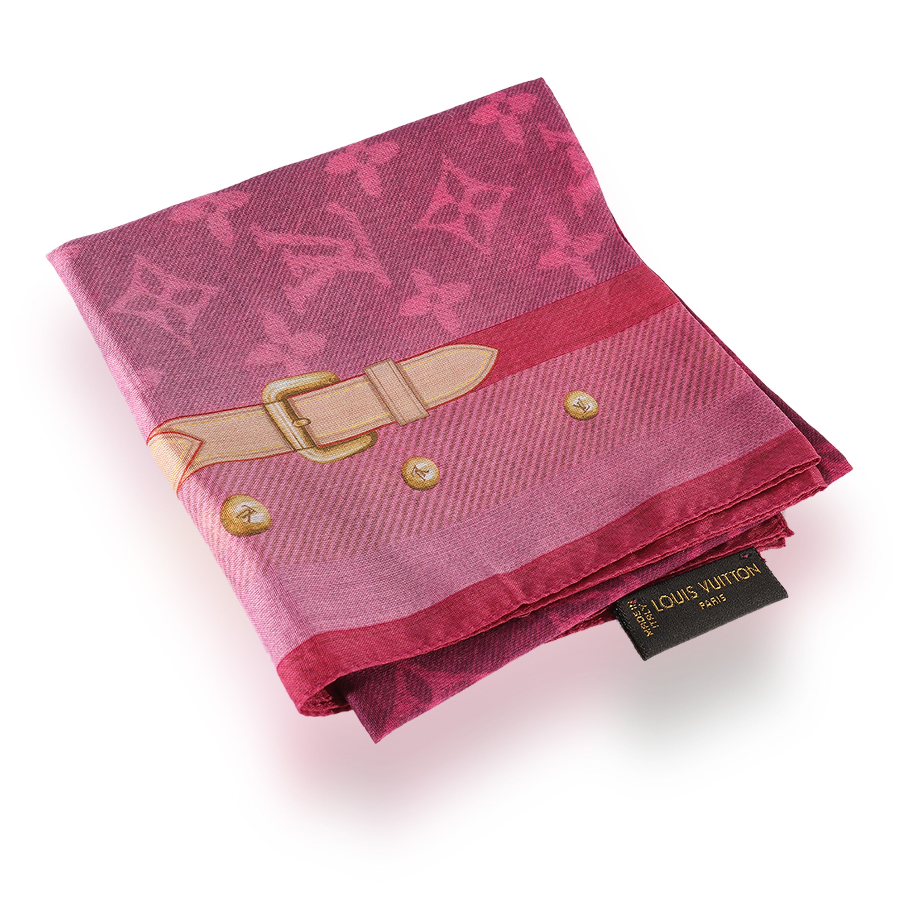 Louis Vuitton Louis Vuitton Pink Cotton Buckle LV Square Scarf