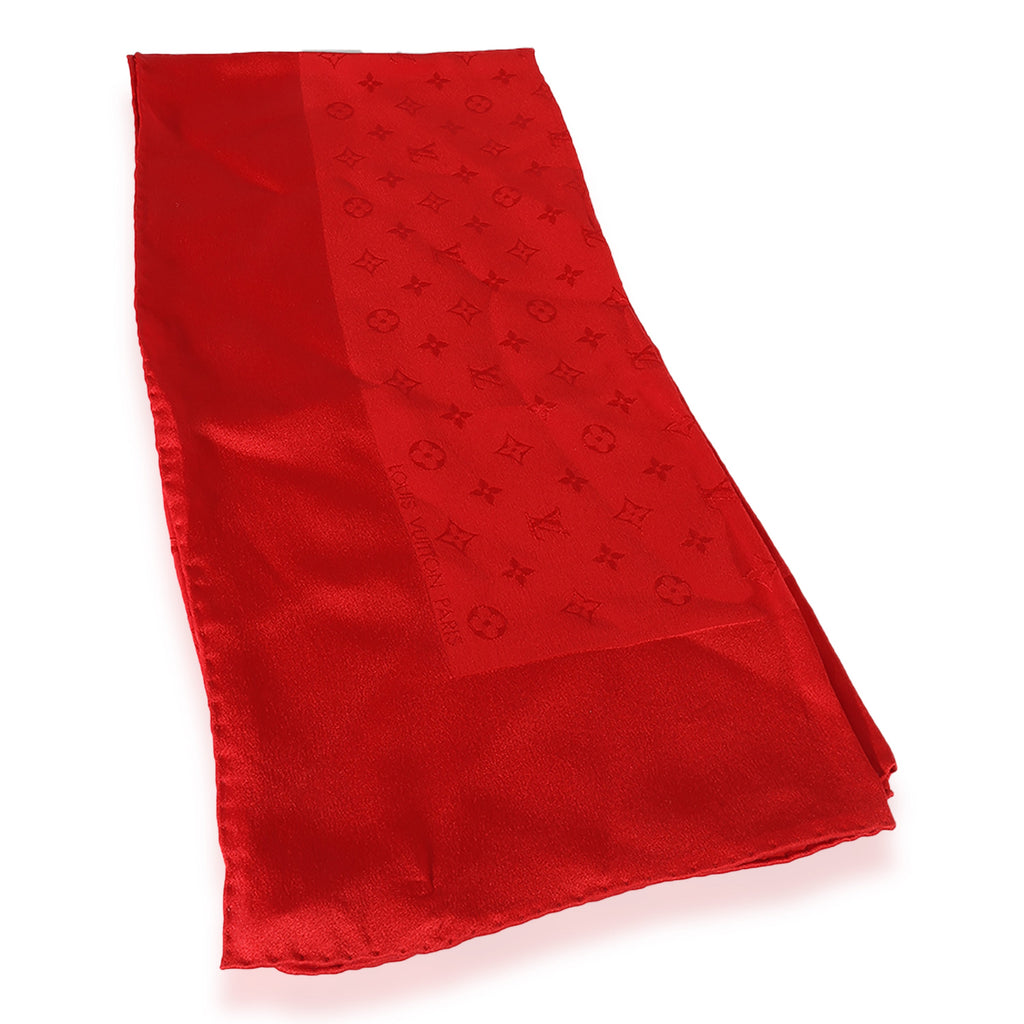 Louis Vuitton Louis Vuitton Red Silk Monogram Scarf