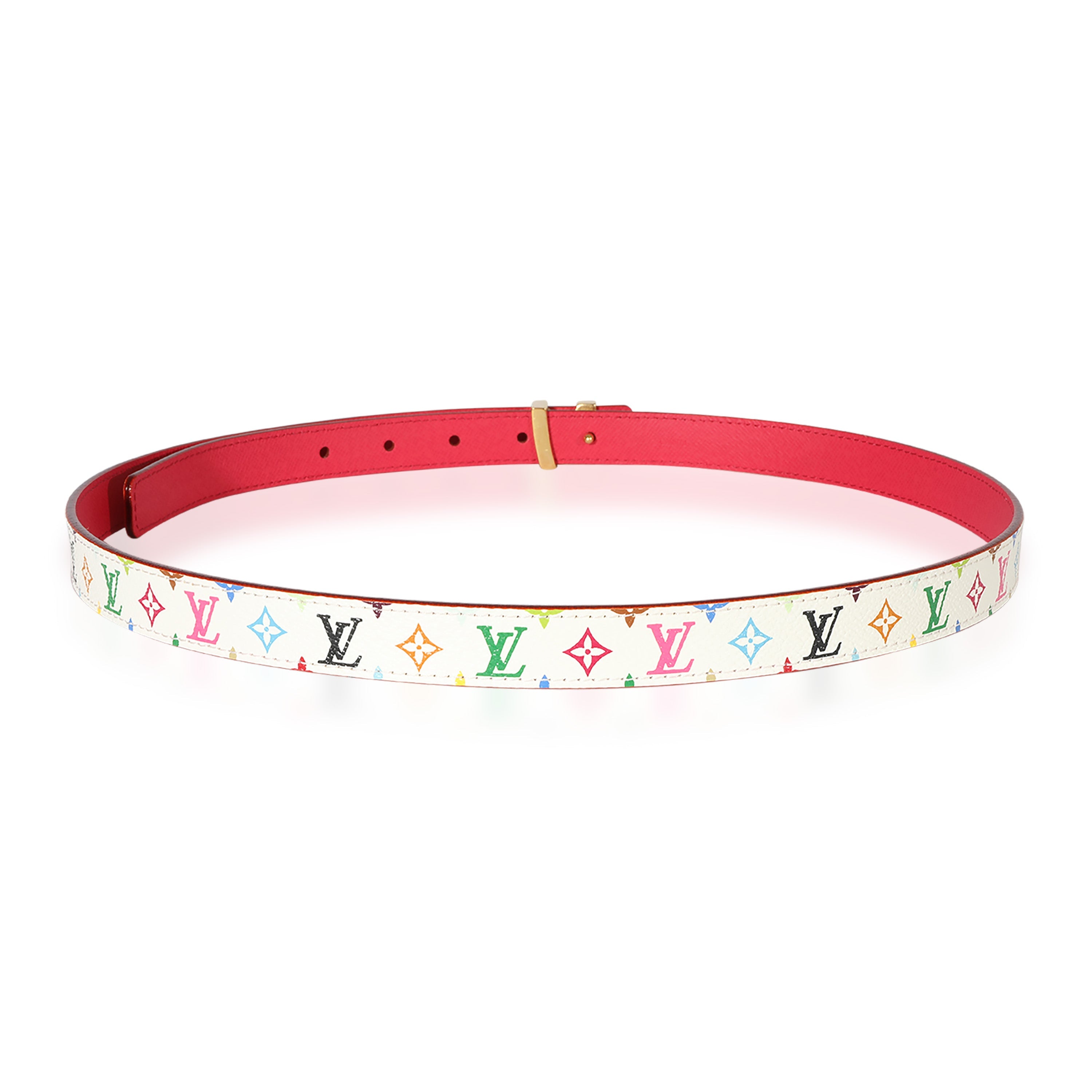 Louis Vuitton Louis Vuitton White & Multicolore Initials 20 Belt