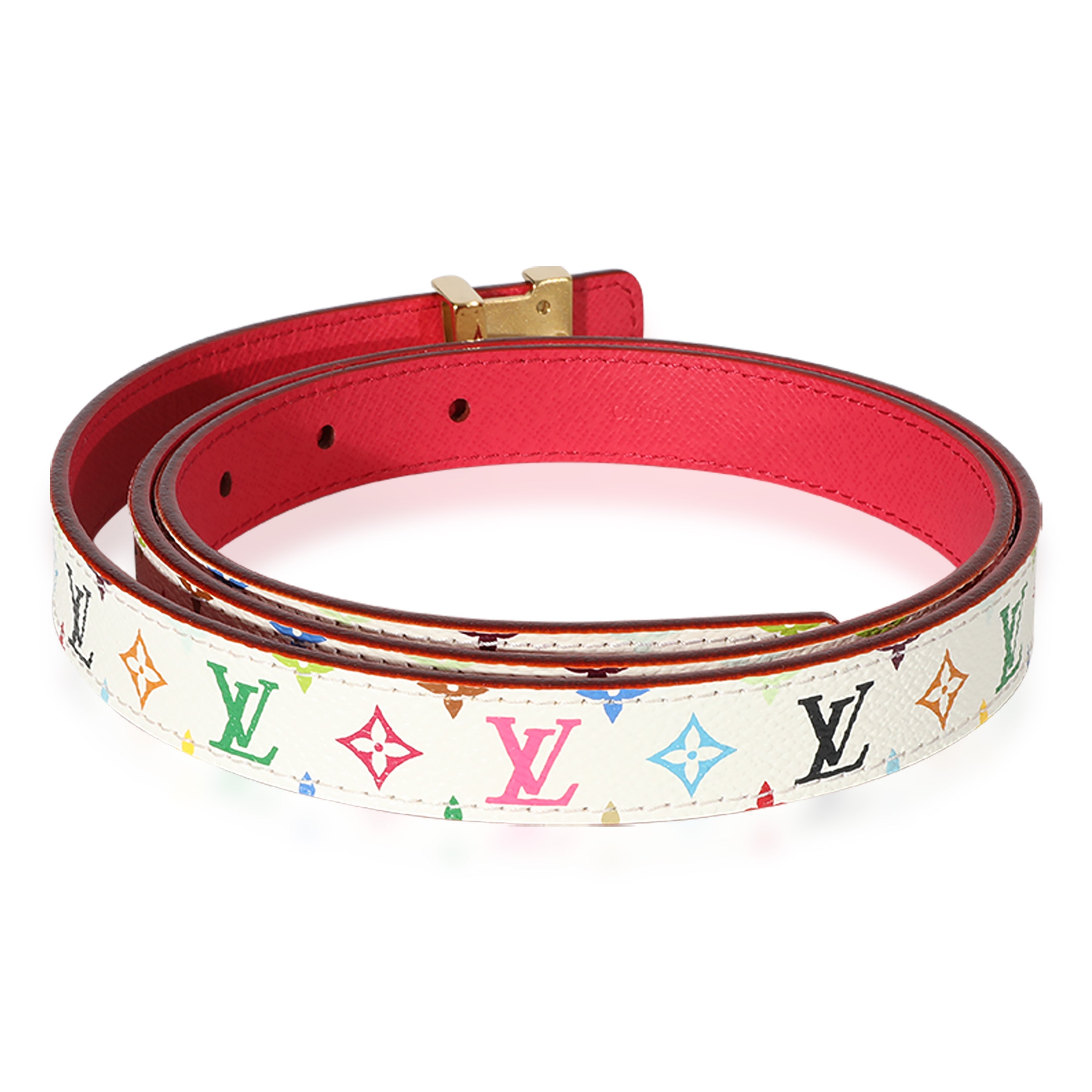 Louis Vuitton Louis Vuitton White & Multicolore Initials 20 Belt