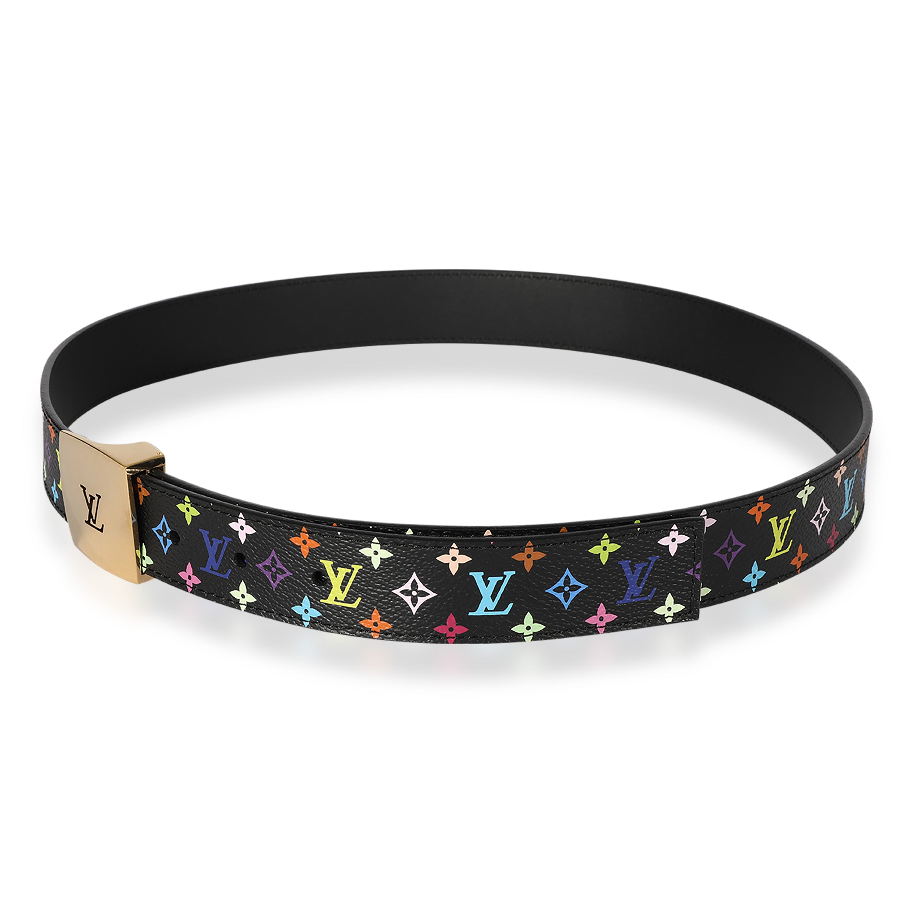 Louis Vuitton Louis Vuitton Black Multicolore Monogram LV Cut Belt 90