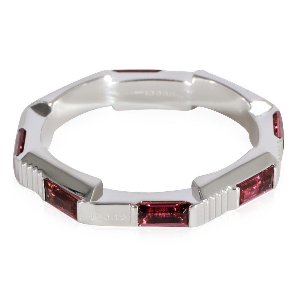 Gucci Link to Love Rubelite Band in 18K White Gold