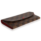 Louis Vuitton Louis Vuitton Damier Ebene & Red Leather Emilie Wallet