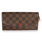 Louis Vuitton Louis Vuitton Damier Ebene & Red Leather Emilie Wallet