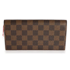 Louis Vuitton Louis Vuitton Damier Ebene & Red Leather Emilie Wallet