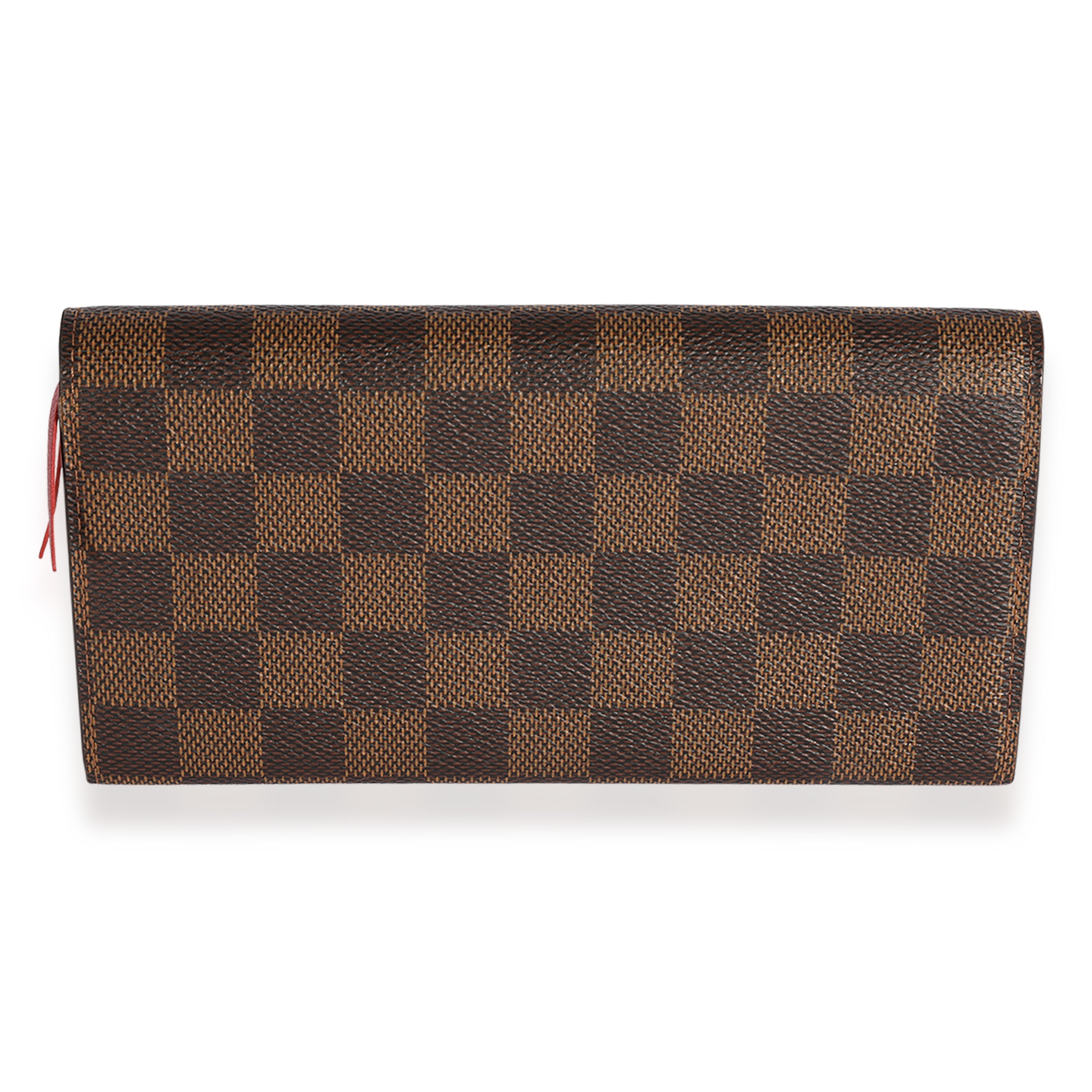 Louis Vuitton Louis Vuitton Damier Ebene & Red Leather Emilie Wallet