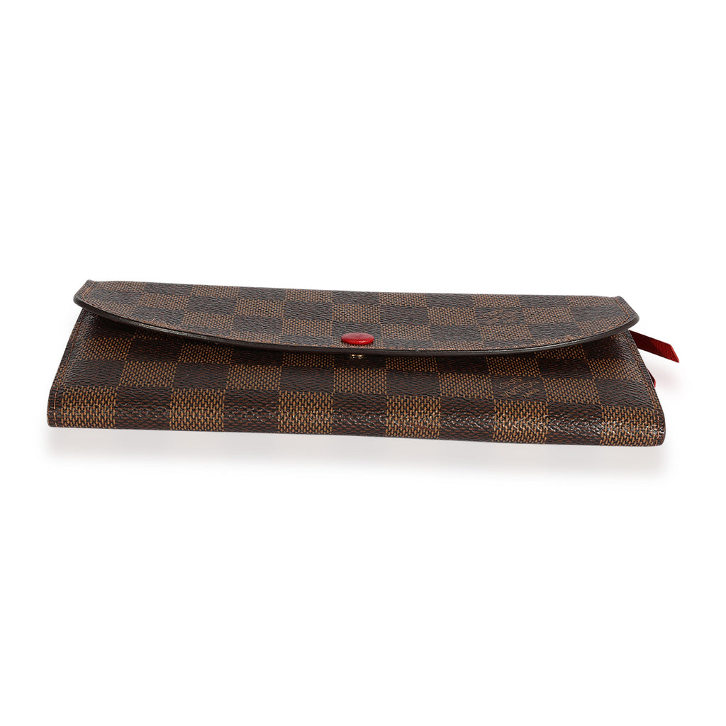 Louis Vuitton Louis Vuitton Damier Ebene & Red Leather Emilie Wallet
