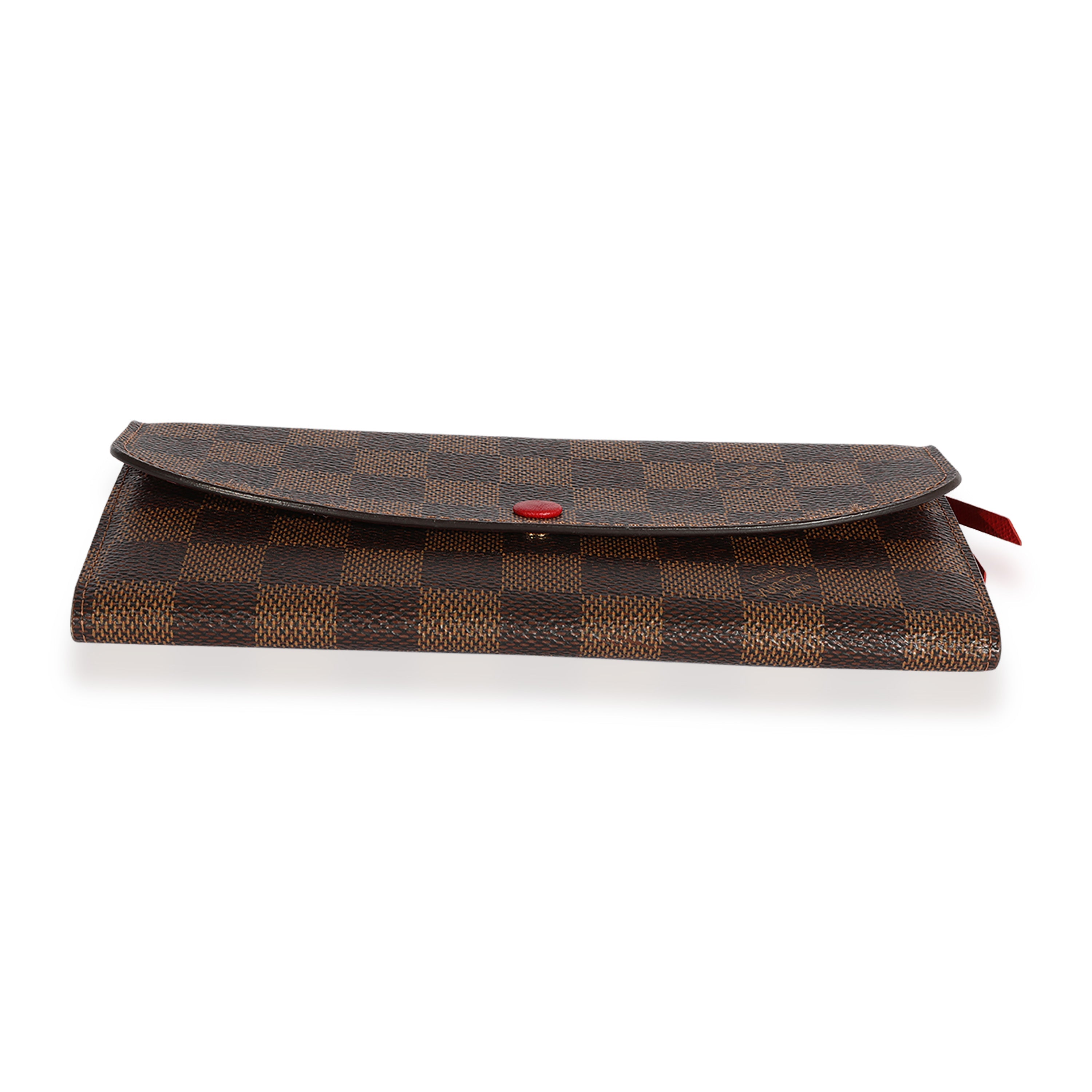 Louis Vuitton Louis Vuitton Damier Ebene & Red Leather Emilie Wallet