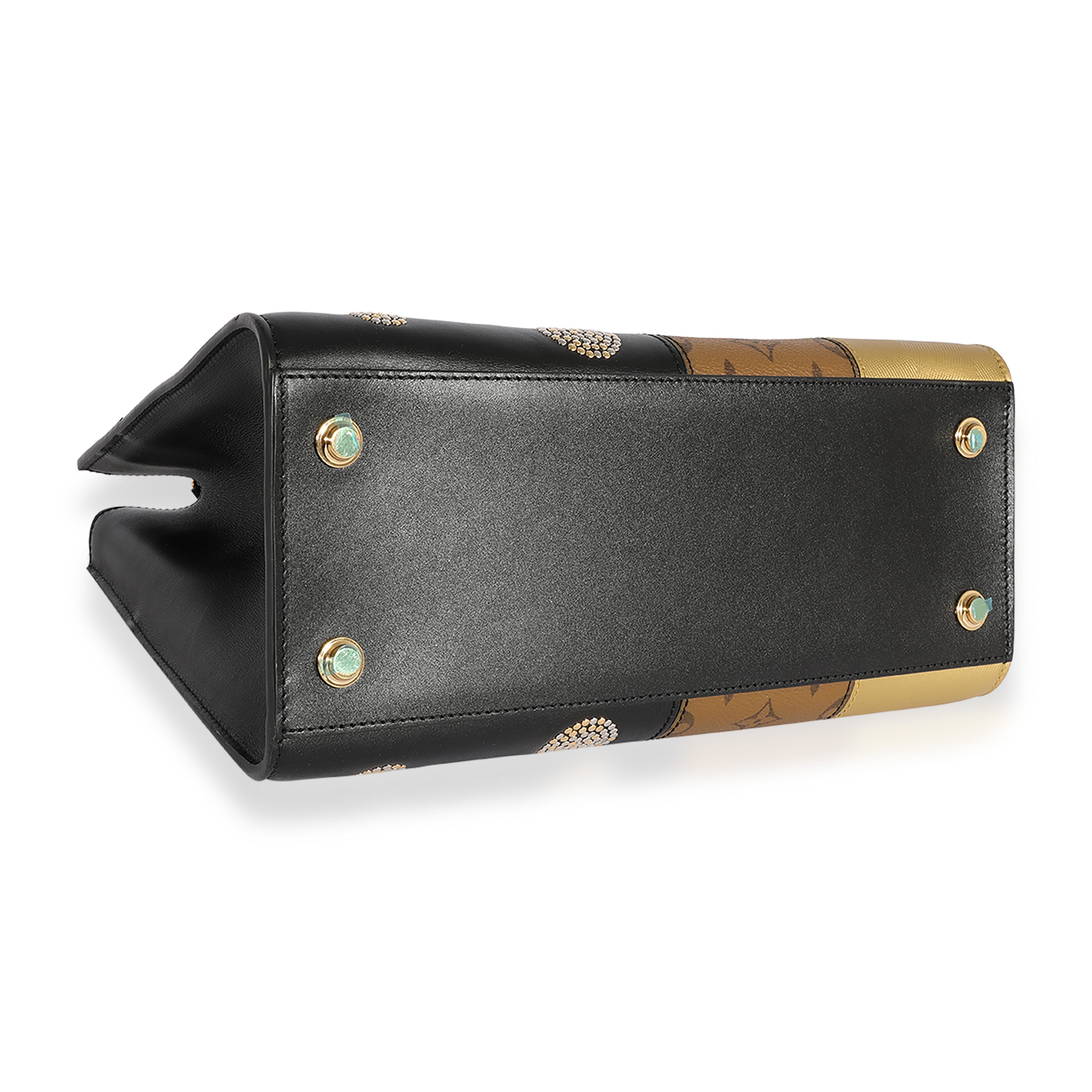 Louis Vuitton Louis Vuitton Black Calfskin & Monogram Canvas Studded City Steamer