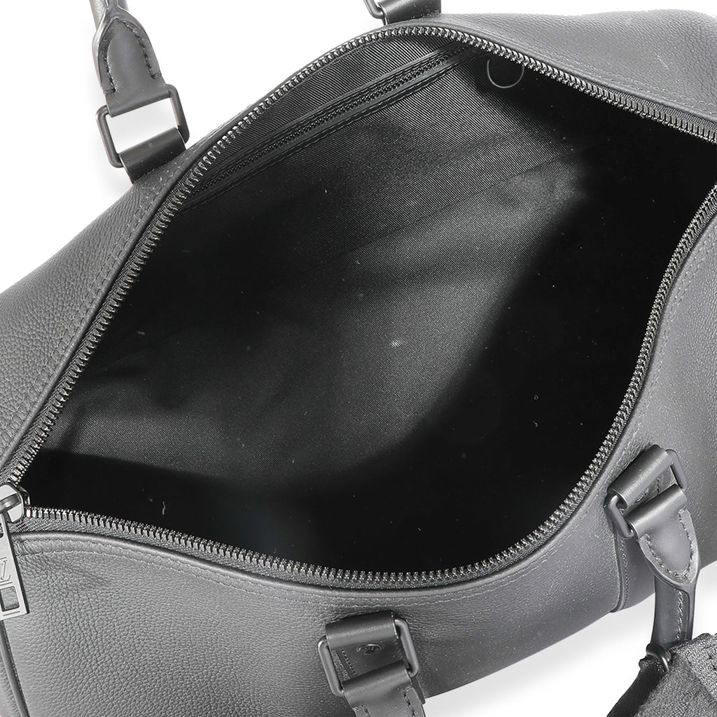 Louis Vuitton Louis Vuitton Black Grained Calfskin Aerogram Keepall Bandoulière 40