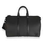 Louis Vuitton Louis Vuitton Black Grained Calfskin Aerogram Keepall Bandoulière 40