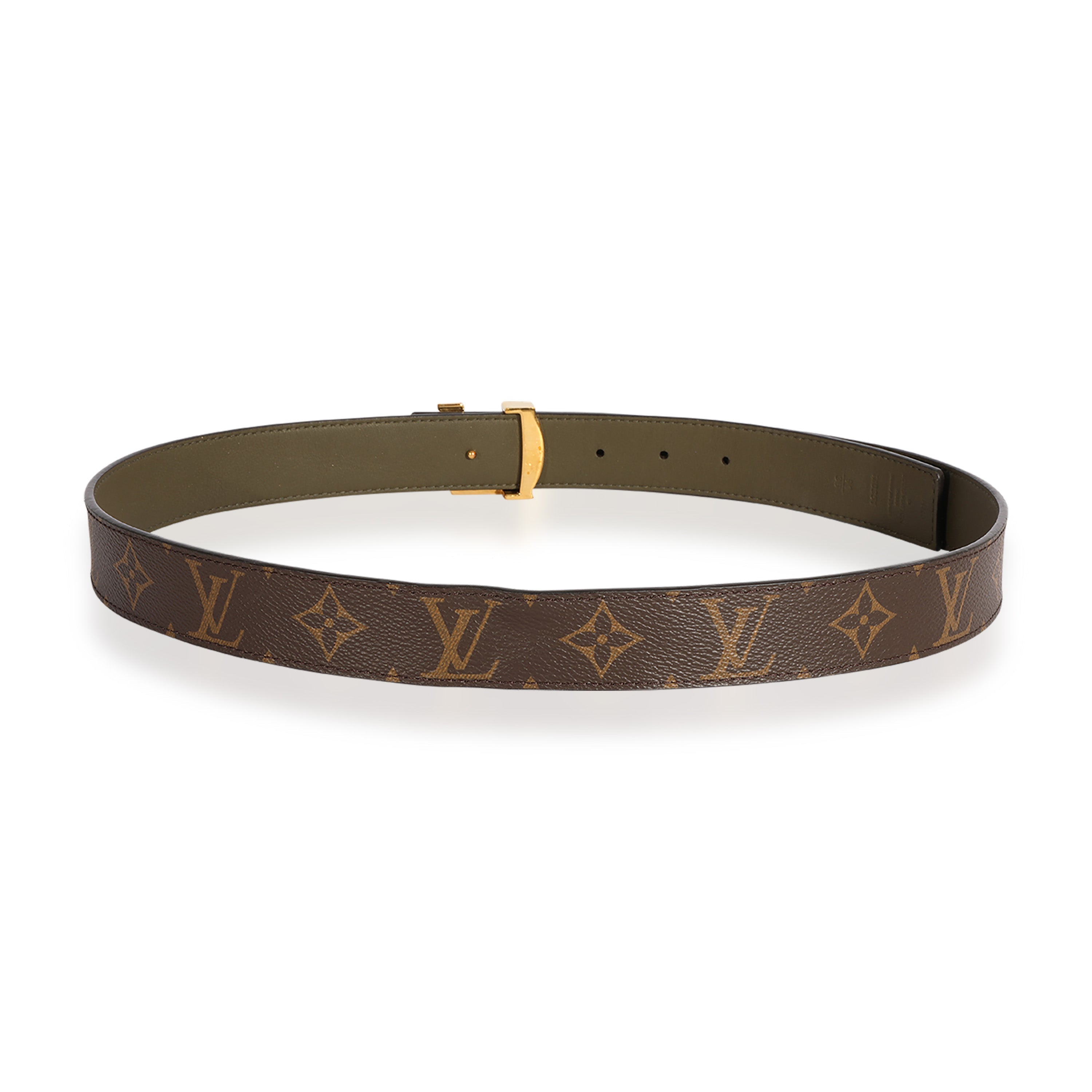 Louis Vuitton Louis Vuitton Monogram Canvas & Olive Green Reversible Initiales Belt 90