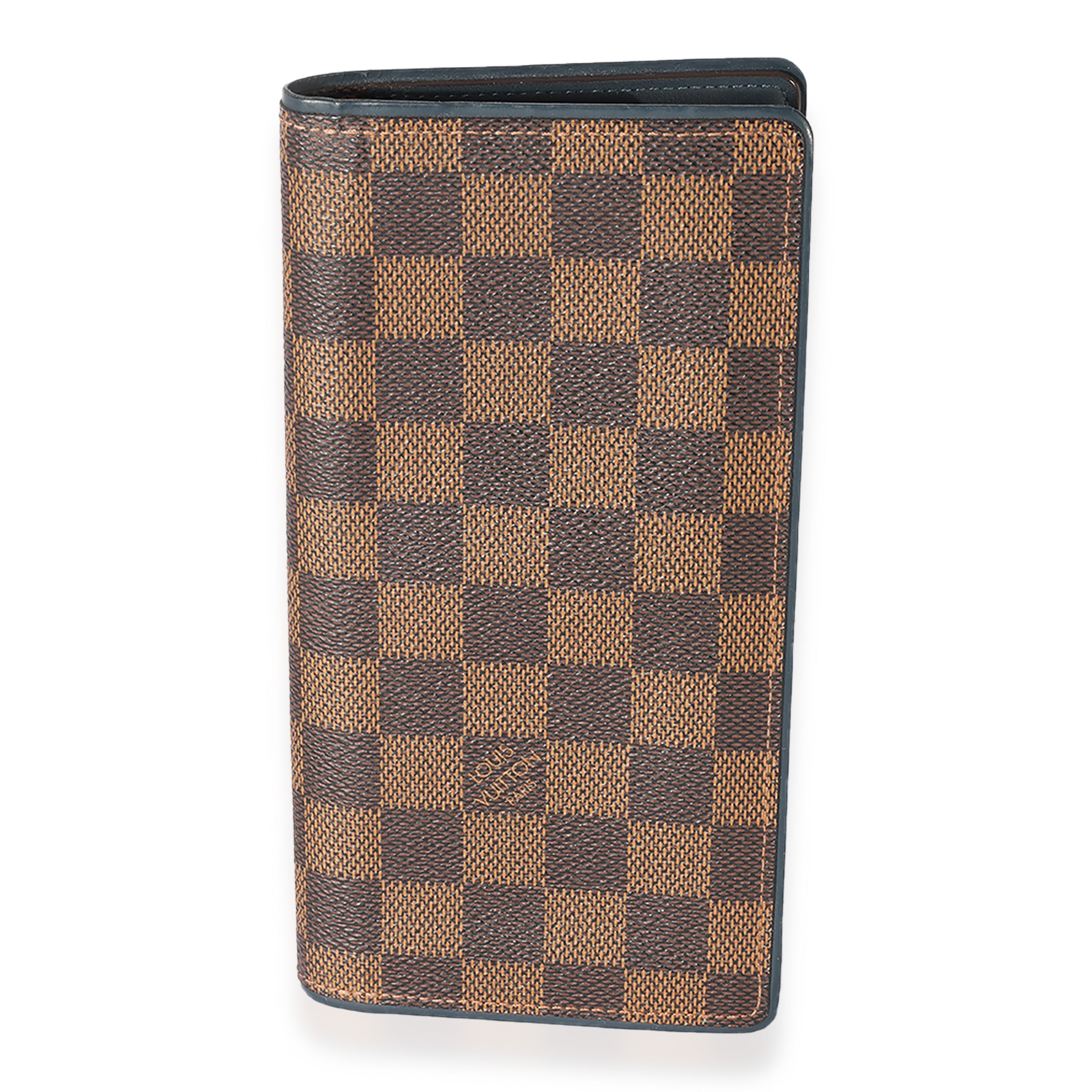 Louis Vuitton Louis Vuitton Damier Ebene and Blue Leather Wallet