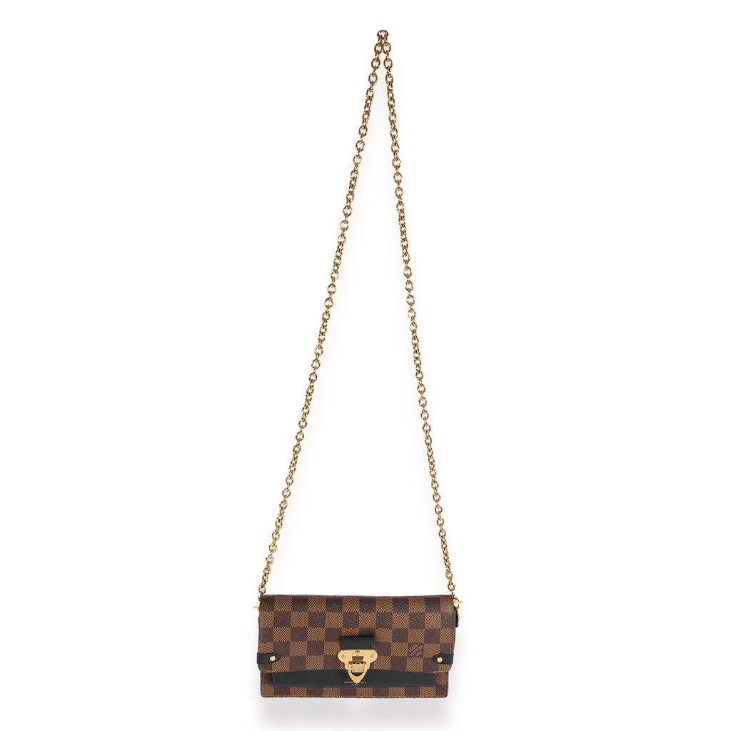 Louis Vuitton Louis Vuitton Damier Ebene Canvas & Black Cowhide Vavin Chain Wallet