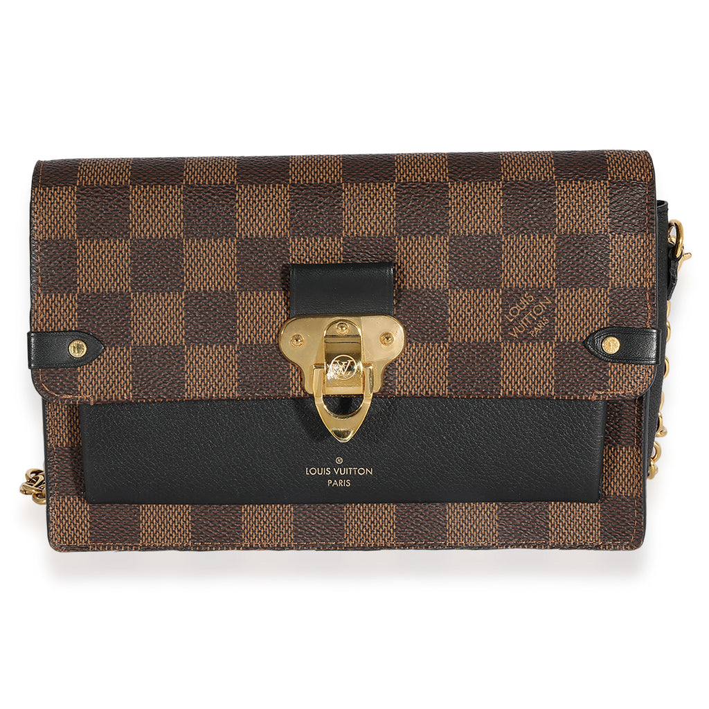 Louis Vuitton Louis Vuitton Damier Ebene Canvas & Black Cowhide Vavin Chain Wallet