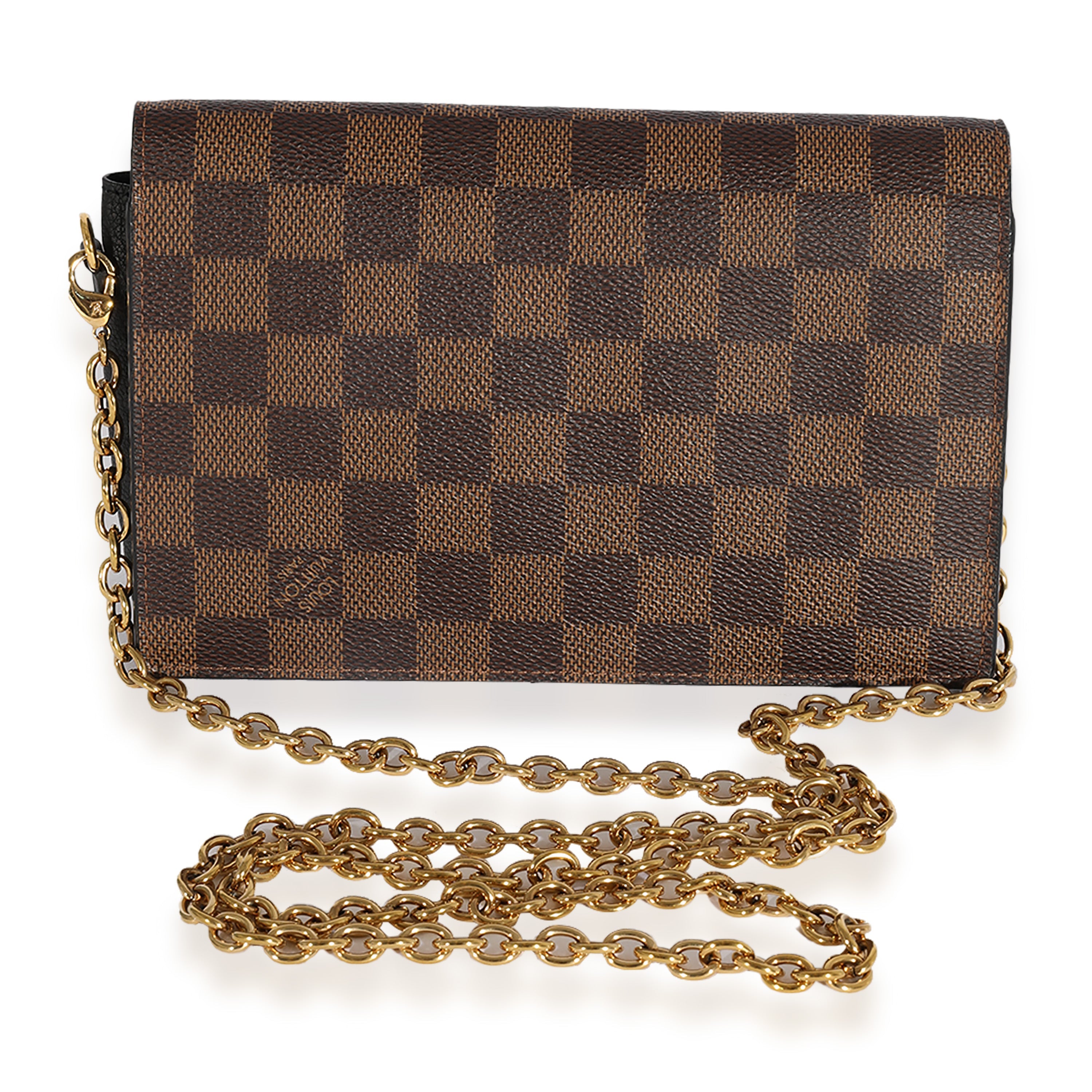 Louis Vuitton Louis Vuitton Damier Ebene Canvas & Black Cowhide Vavin Chain Wallet