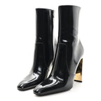 Saint Laurent Patent Marilyn Ankle Zip Boot 38 Black Gold