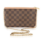 Louis Vuitton Louis Vuitton Damier Ebene & Rose Ballerine Double Zip Pochette