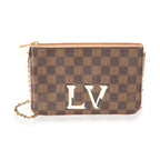 Louis Vuitton Louis Vuitton Damier Ebene & Rose Ballerine Double Zip Pochette