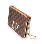 Louis Vuitton Louis Vuitton Damier Ebene & Rose Ballerine Double Zip Pochette