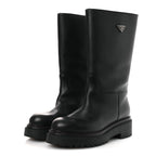 Prada Vitello Shearling Winter 2 Boots 39.5 Black