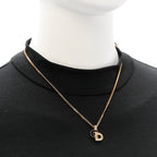 Christian Dior Metal Crystal Enamel CD Necklace Gold Black