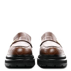 Chanel Calfskin Quilted CC Mocassin Loafers 42 Brown