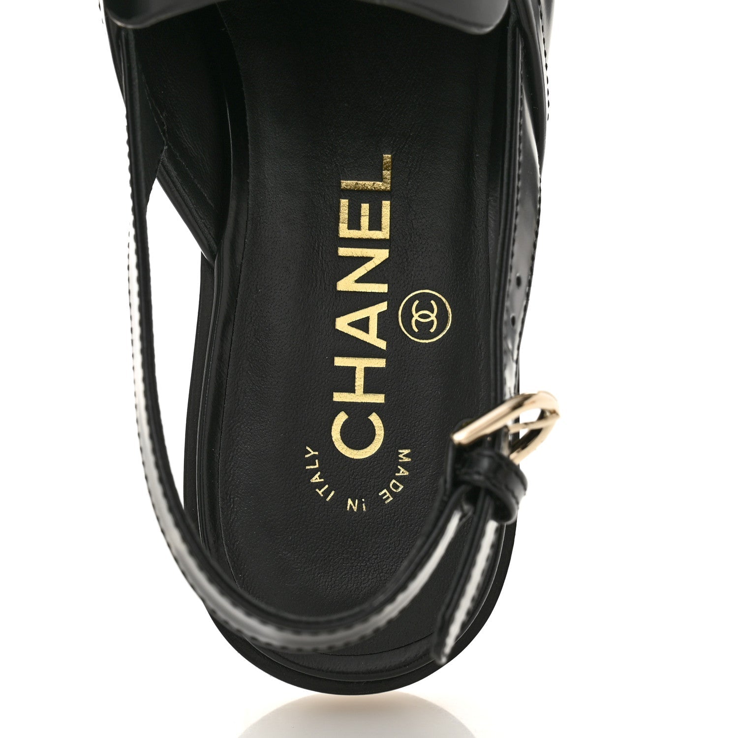 Chanel Shiny Calfskin Slingback Loafers 39.5  Black
